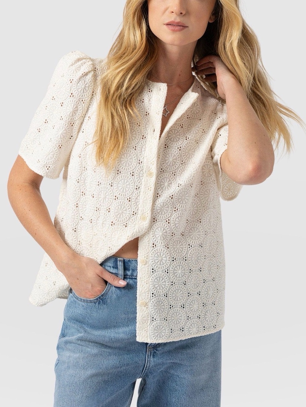 Saint + Sofia Short Sleeve Blouse
broderie anglaise Sz 2